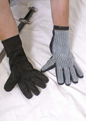 gants de maille et cuir anneaux 6 mm