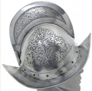 Casque Morion espagnol gravé profil Marto